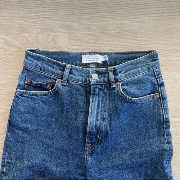 & Other Stories High Waist Tapered Leg Jeans 100% Cotton Sz 27 Stockholm Atelier - Picture 4 of 11